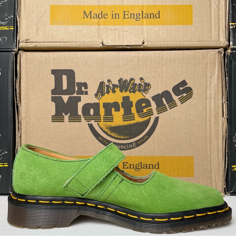 Vintage Dr. Martens England Green Suede Leather Point Toe Strap Mary Janes UK 4 - Picture 7 of 15